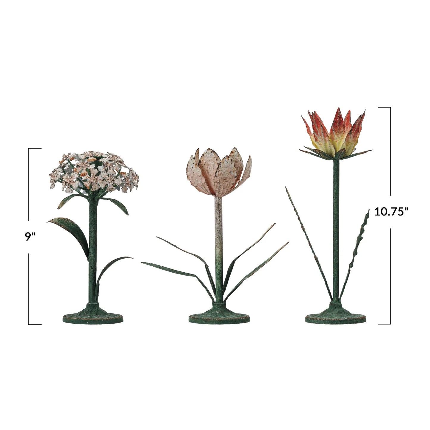 Metal Flower Taper Candlestick Holders