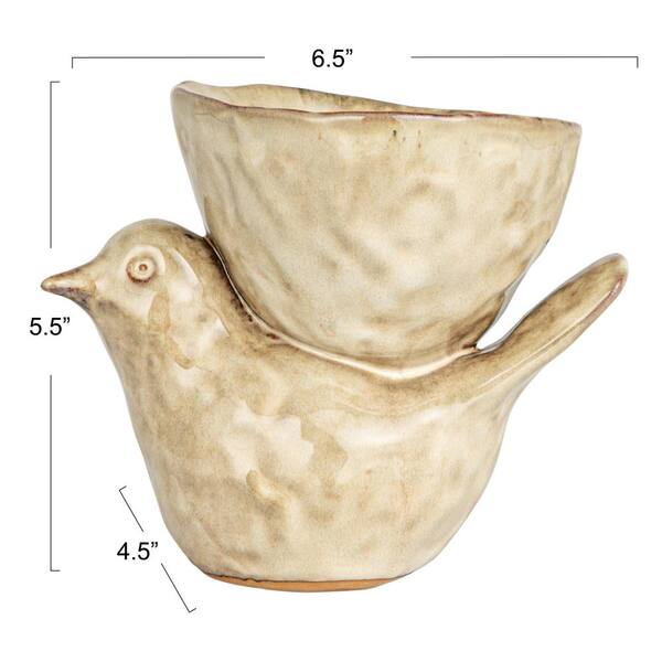 Stoneware Bird w/Bowl