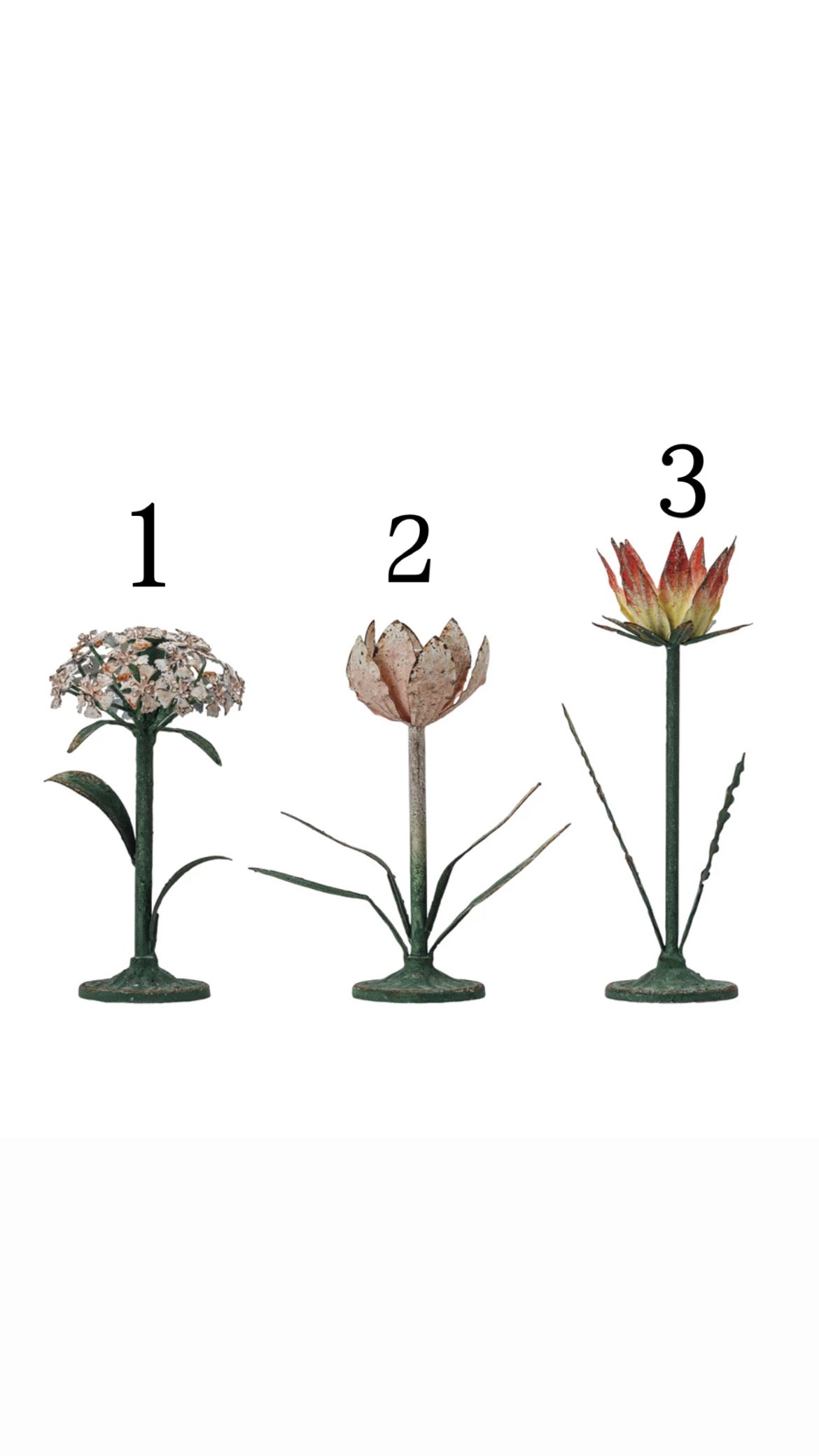 Metal Flower Taper Candlestick Holders