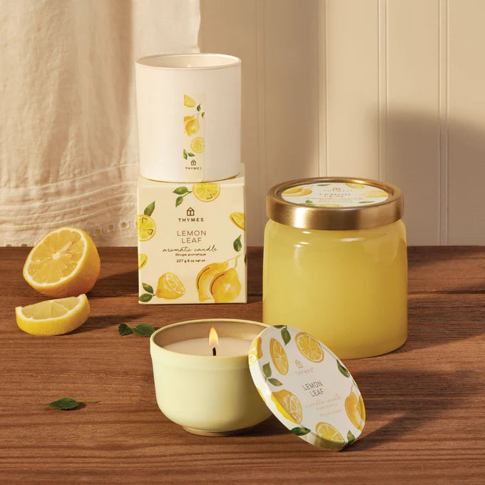 Thymes Lemon Leaf Poured Tin Candle