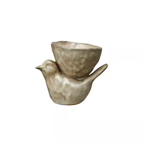 Stoneware Bird w/Bowl