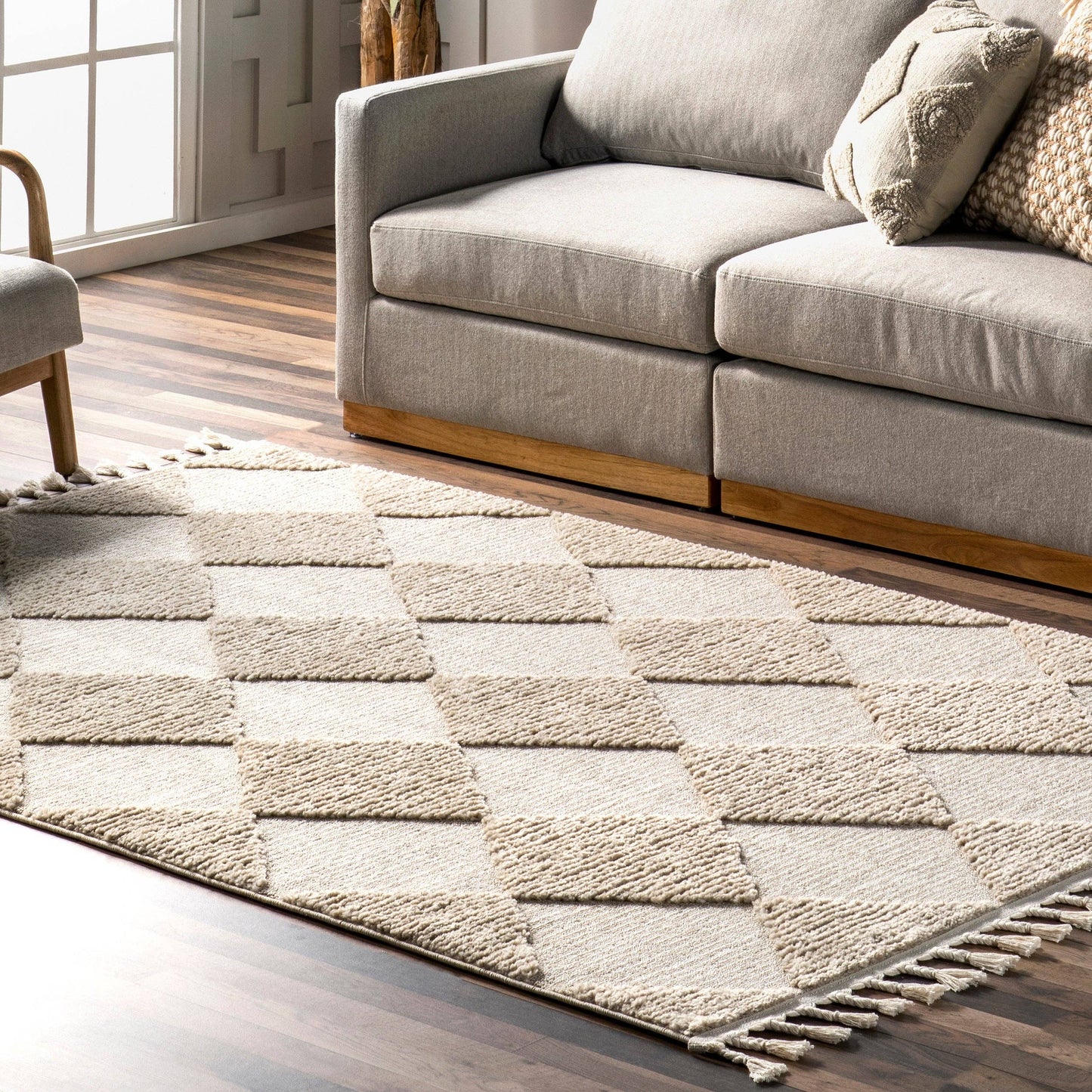 Marissa High/Low Diamond Tassel Area Rug - preorder
