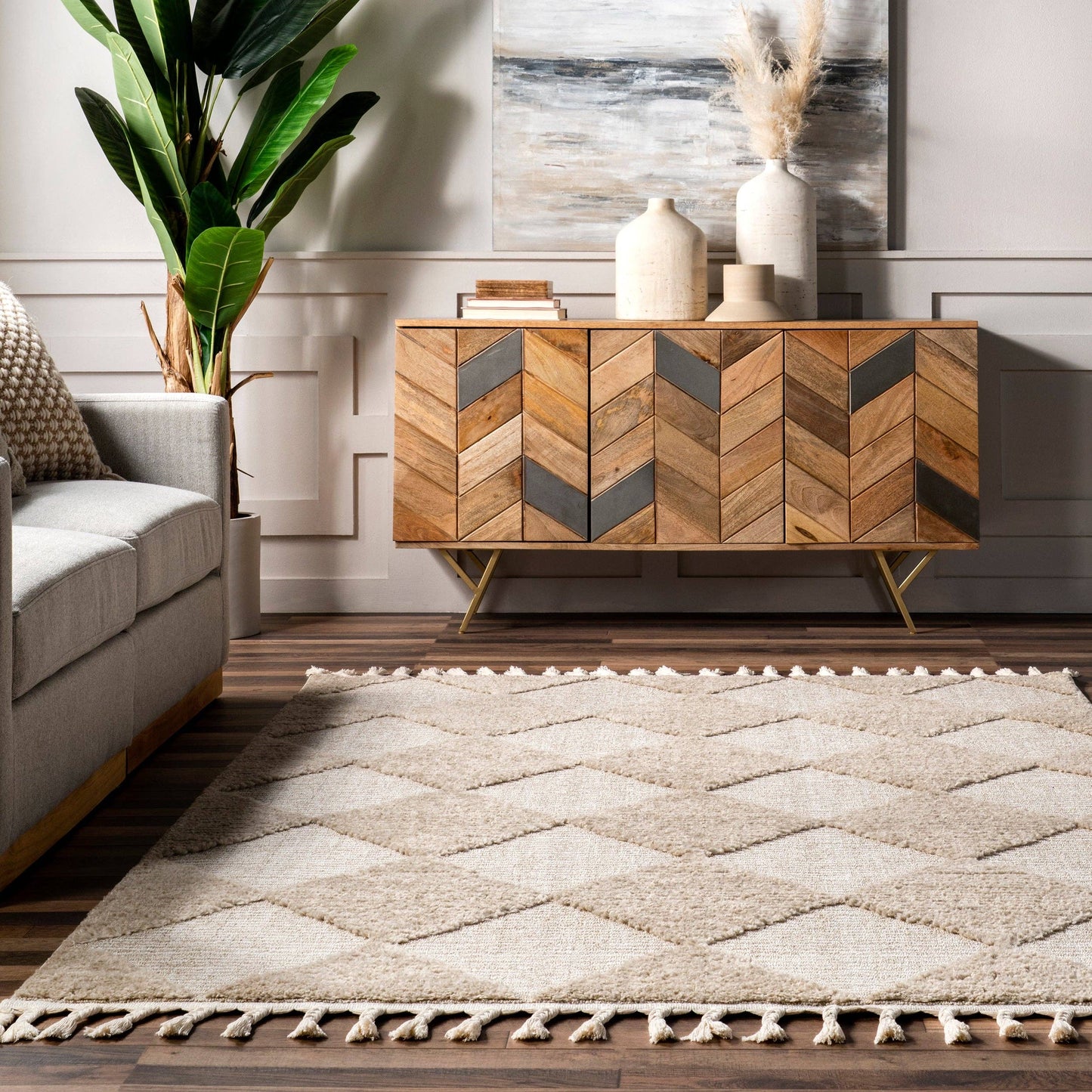 Marissa High/Low Diamond Tassel Area Rug - preorder