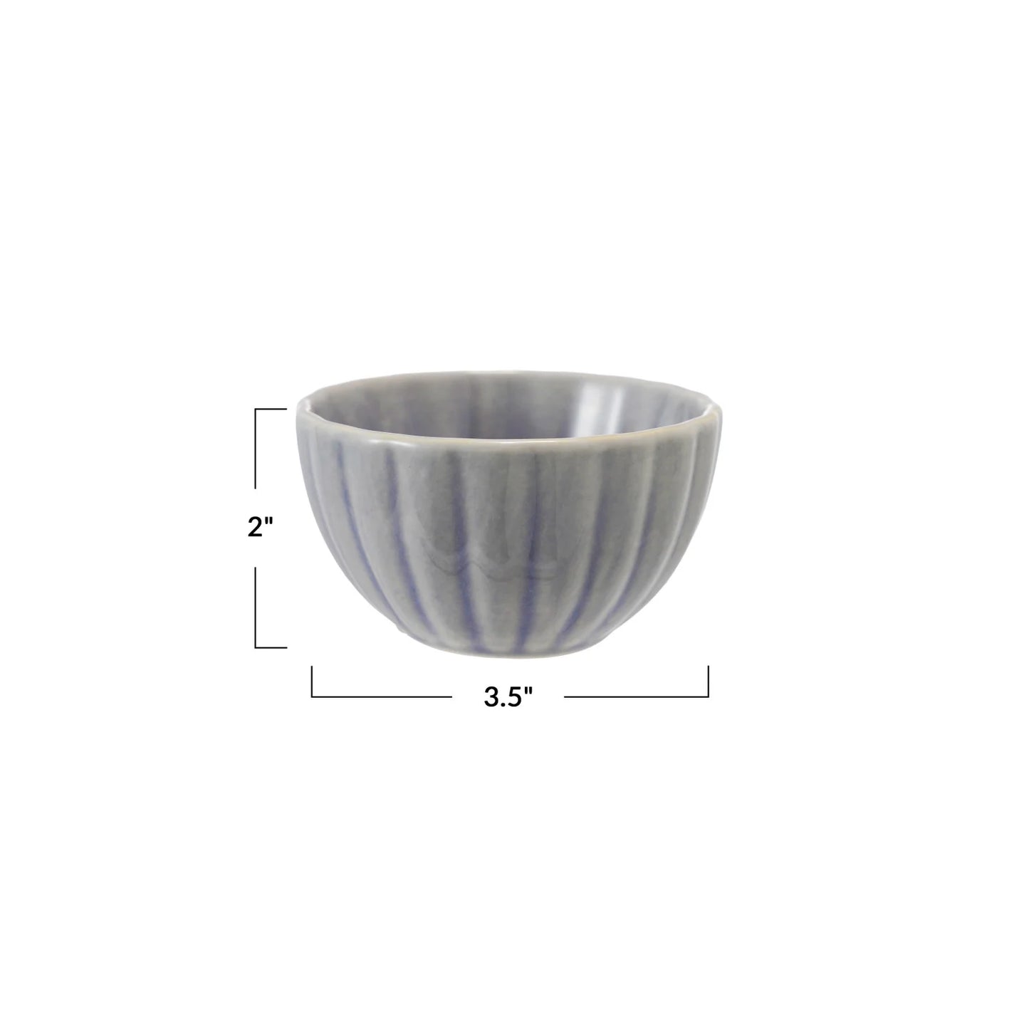 Light Blue Stoneware Ribbed Small Bowl