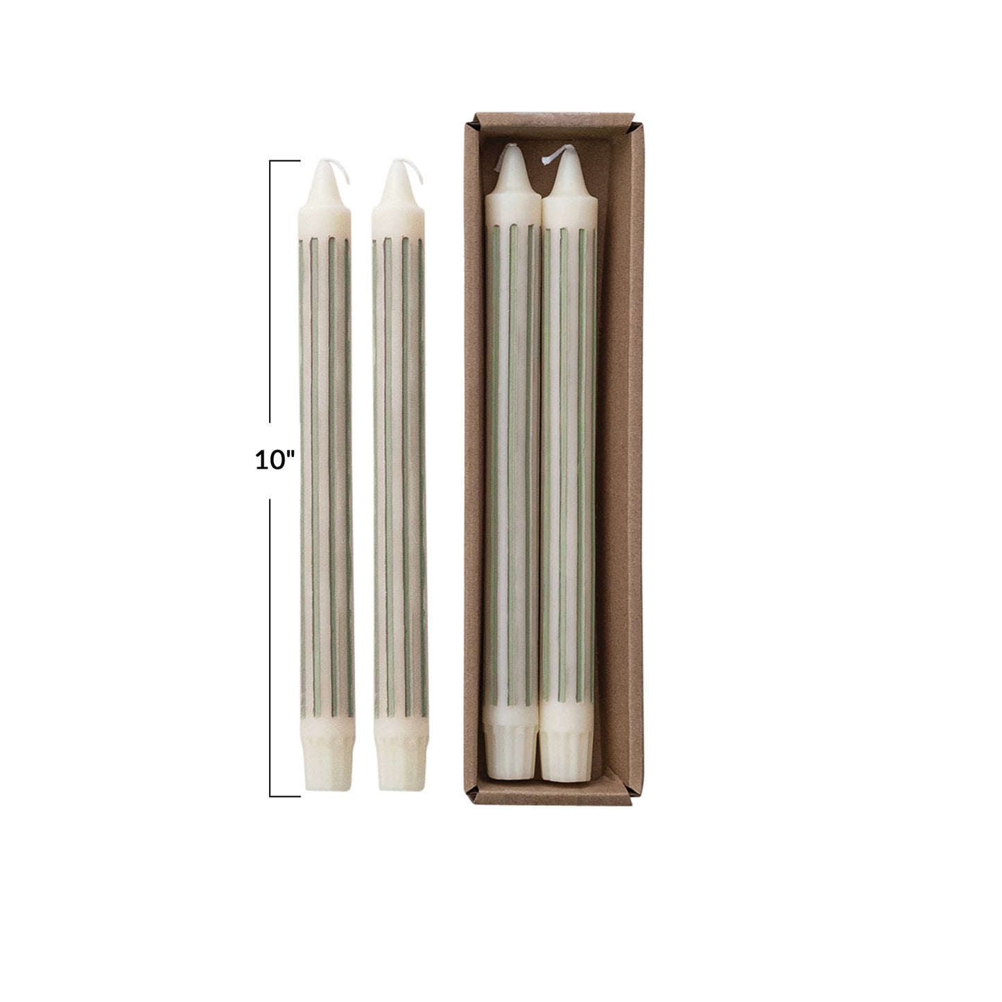 Unscented Striped Taper Candles