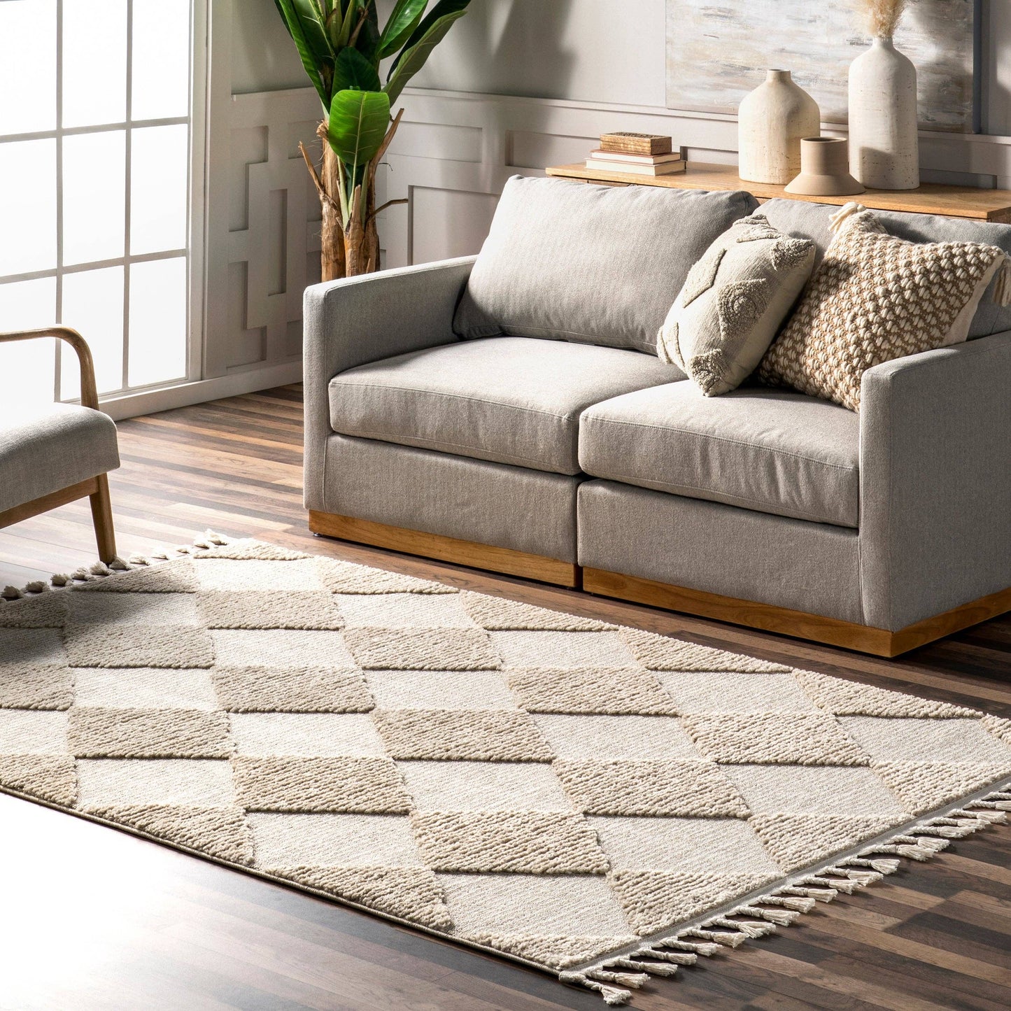 Marissa High/Low Diamond Tassel Area Rug - preorder