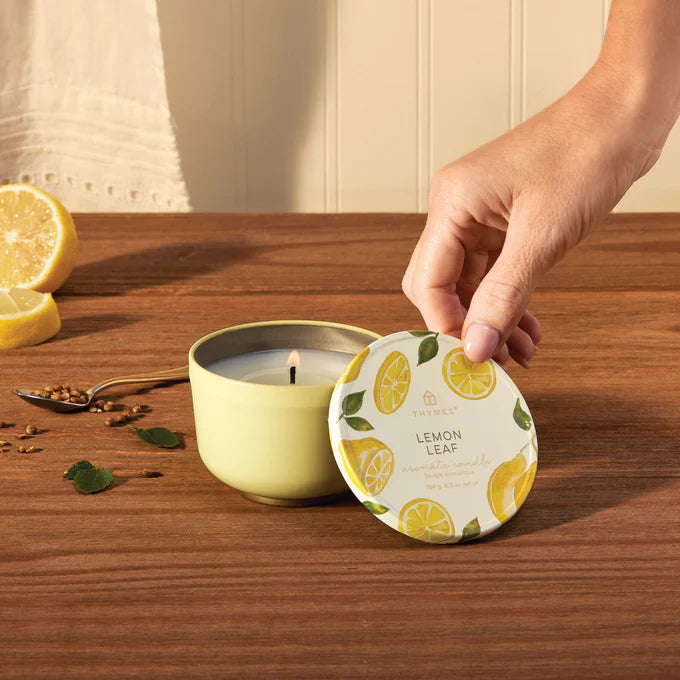 Thymes Lemon Leaf Poured Tin Candle