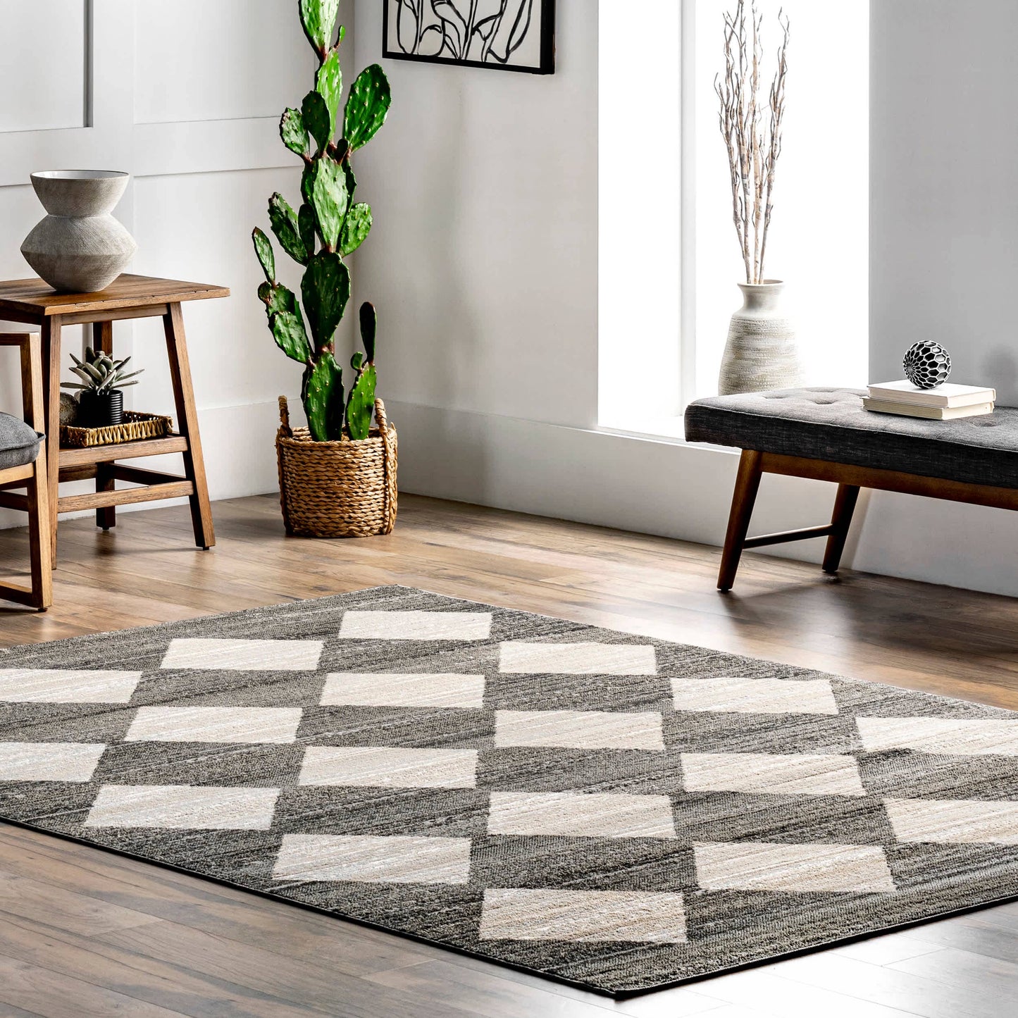 Gianna Contemporary Checkered Tile Area Rug - 5’ x 8’ - Preorder