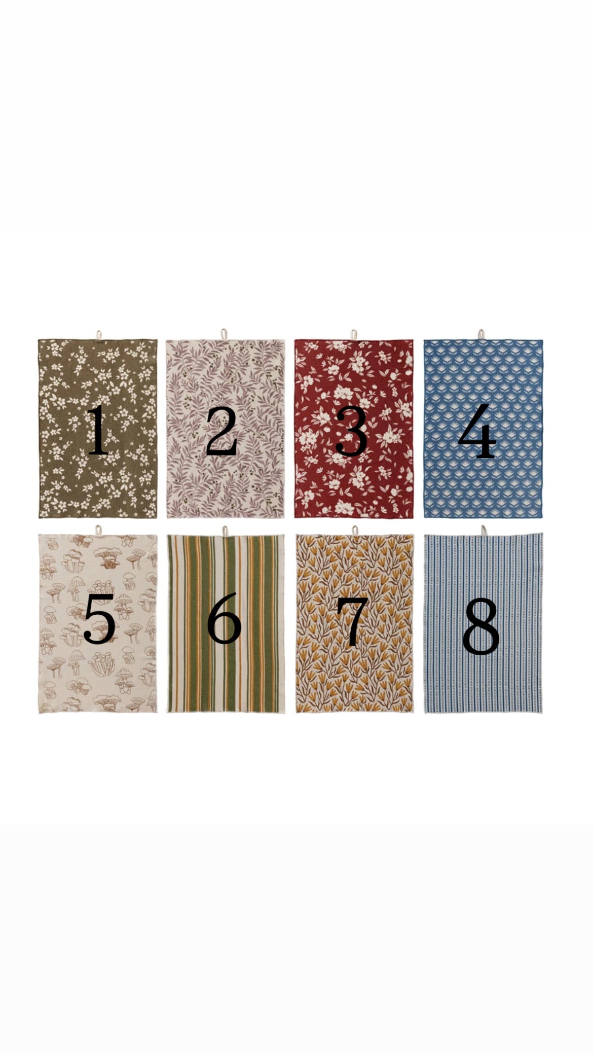 Cotton Printed Tea Towel w/Pattern