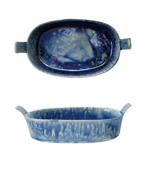 2 Cup Blue Stoneware Baker