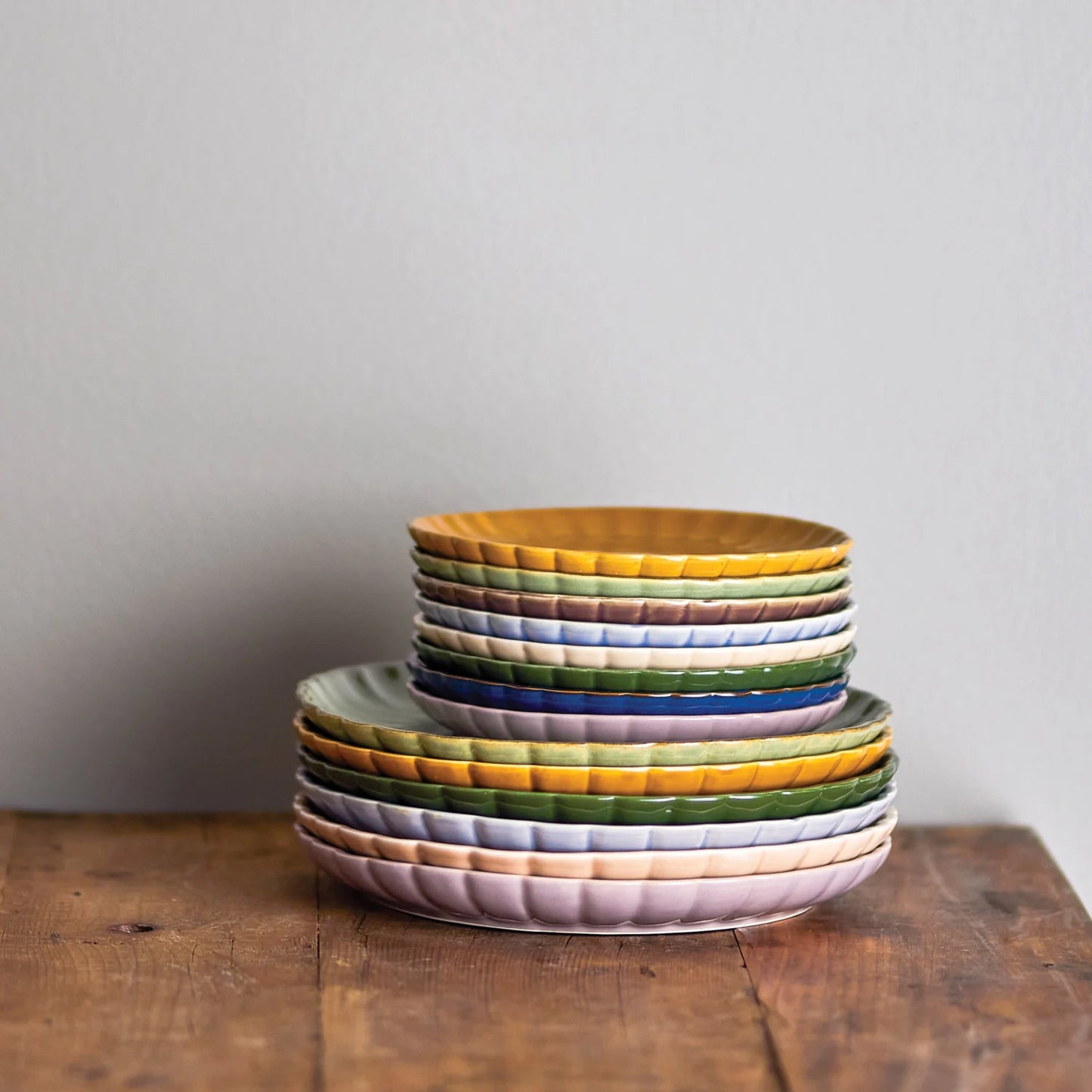 8” Stoneware Fluted Plate Green