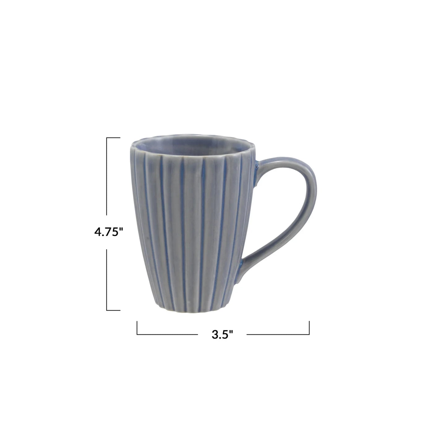 Light Blue Stoneware Ribbed Mug