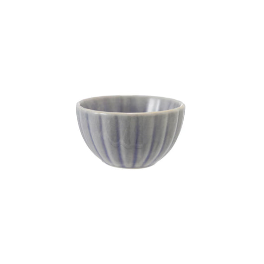 Light Blue Stoneware Ribbed Small Bowl