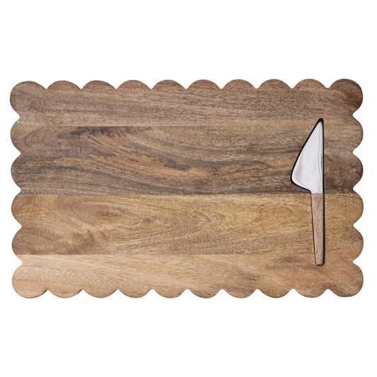 Scalloped Cheese/Serving Board w/Knife