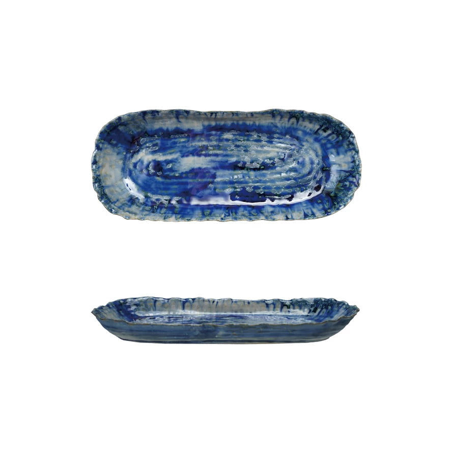 Dark Blue Stoneware Platter