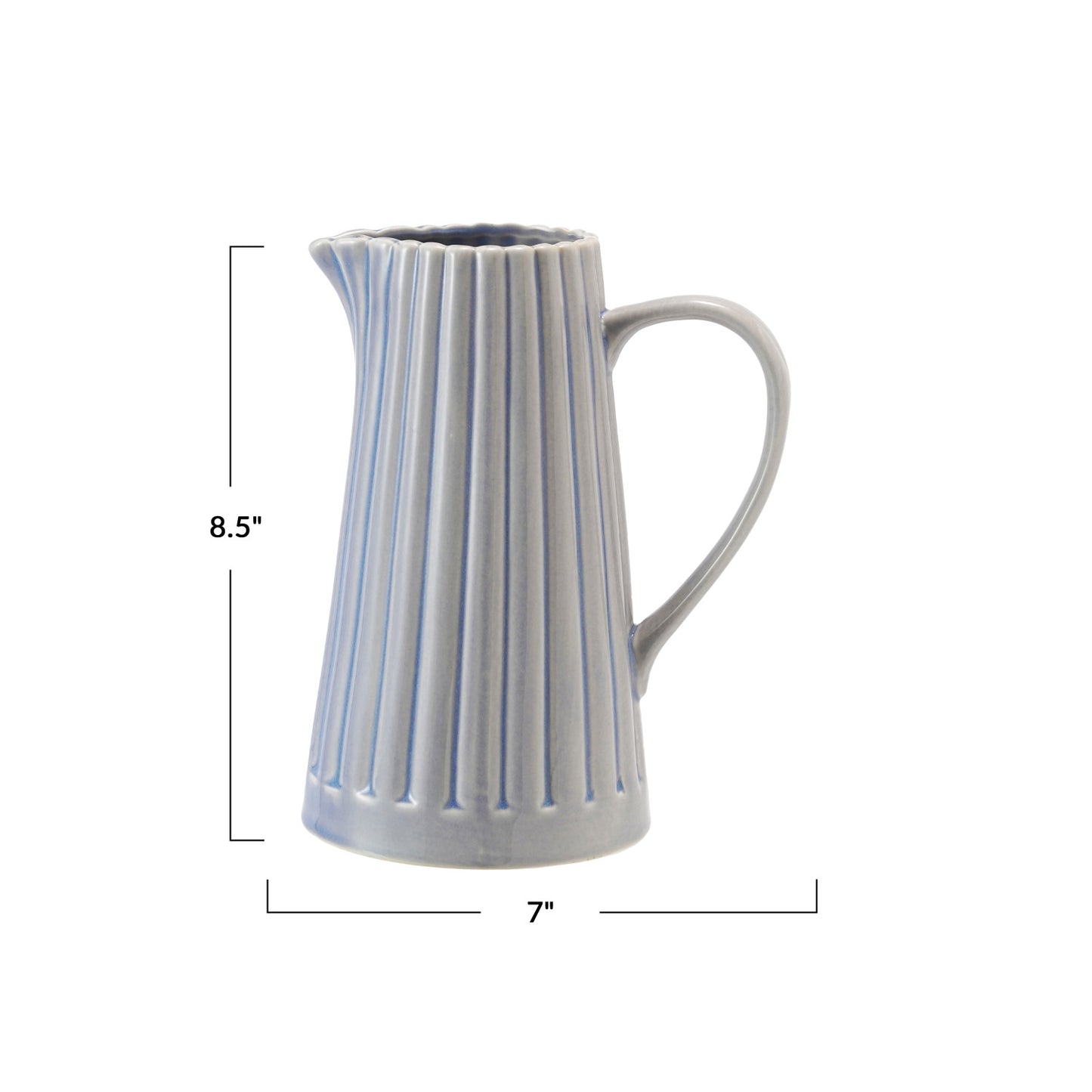 Light Blue Ribbed Stoneware Pitcher