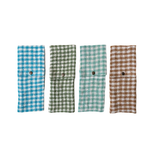 Woven Linen & Cotton Cutlery Sleeve w/Snap Closure