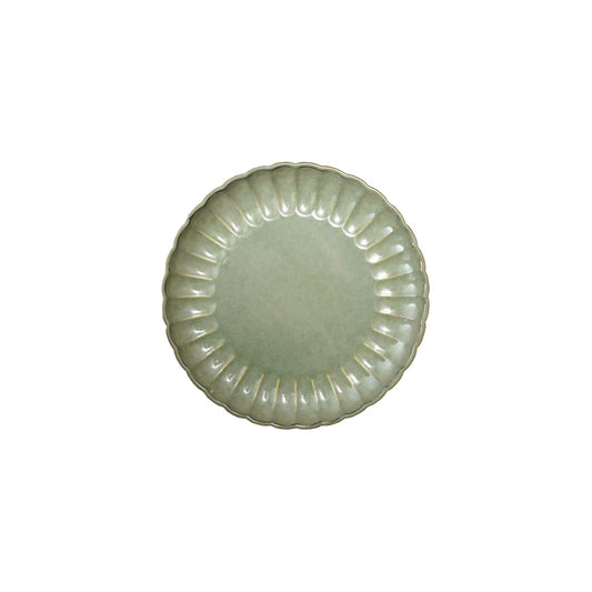 8” Stoneware Fluted Plate Green