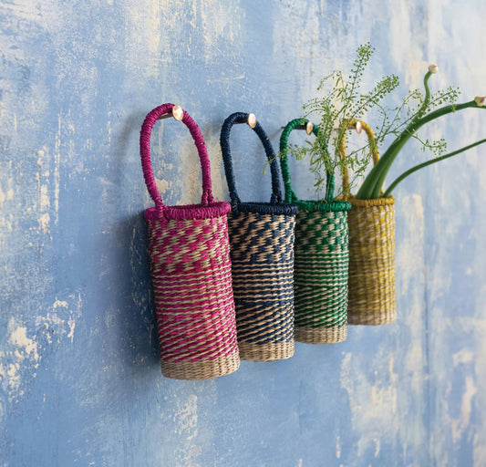 Hand-Woven Seagrass Bottle Basket