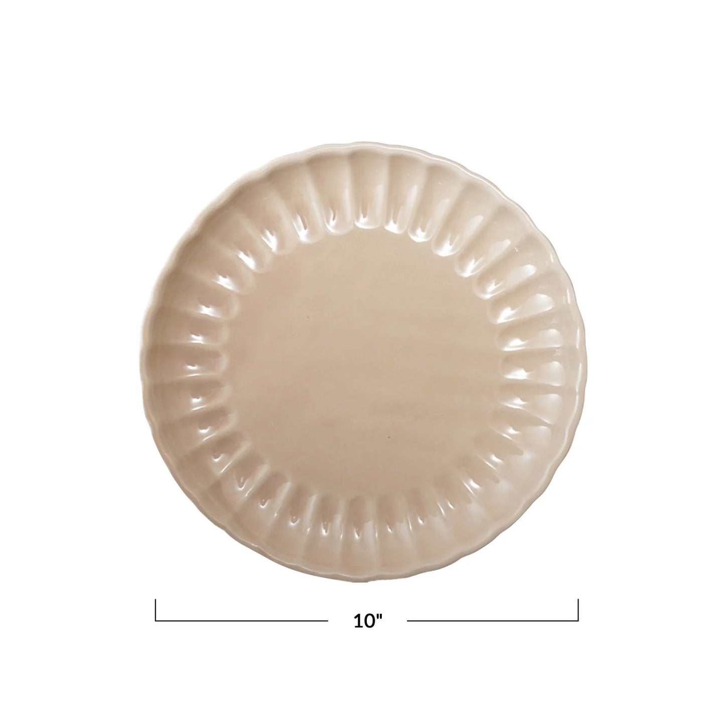 10” Cream Stoneware Fluted Plates