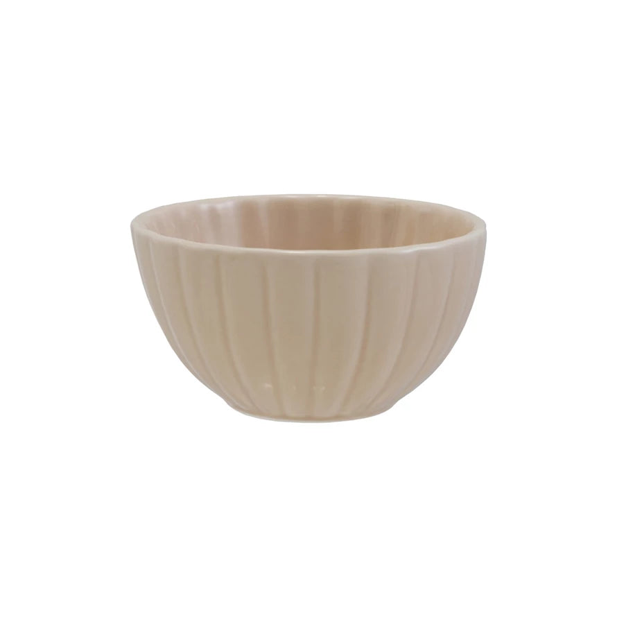 Cream Stoneware Ribbed Large Bowl