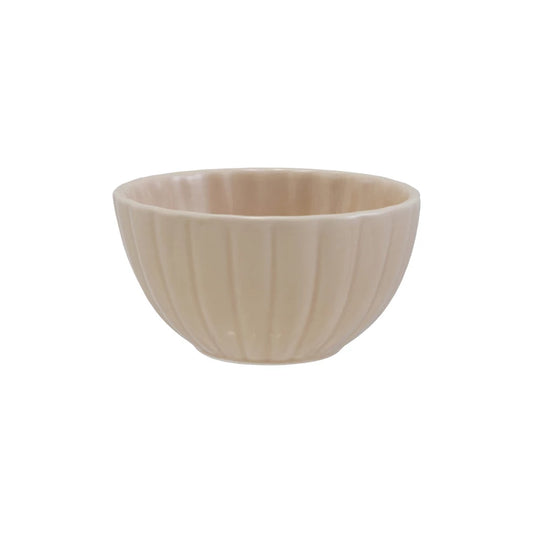 Cream Stoneware Ribbed Large Bowl