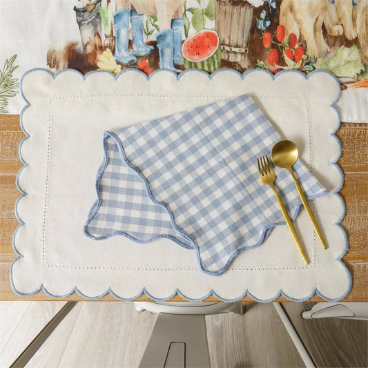 Scalloped Blue Gingham Napkin