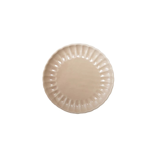 8” Cream Stoneware Fluted Plate
