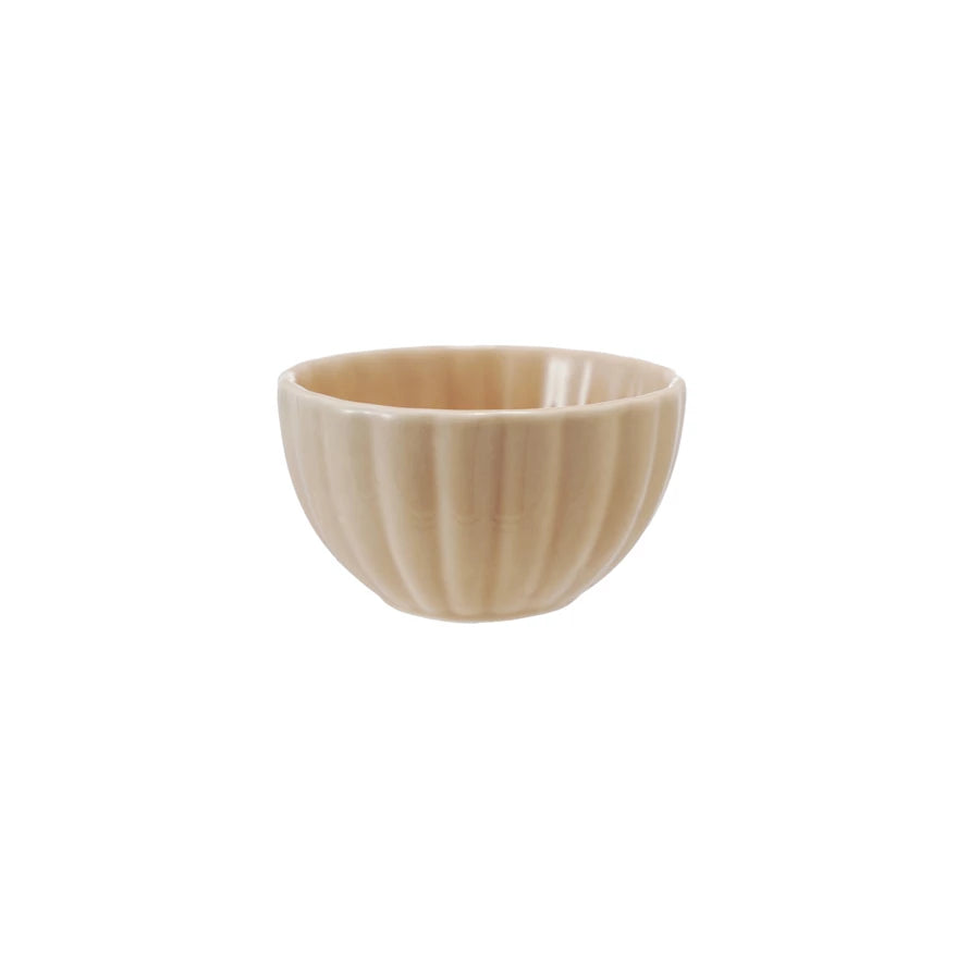 Cream Stoneware Ribbed Small Bowl