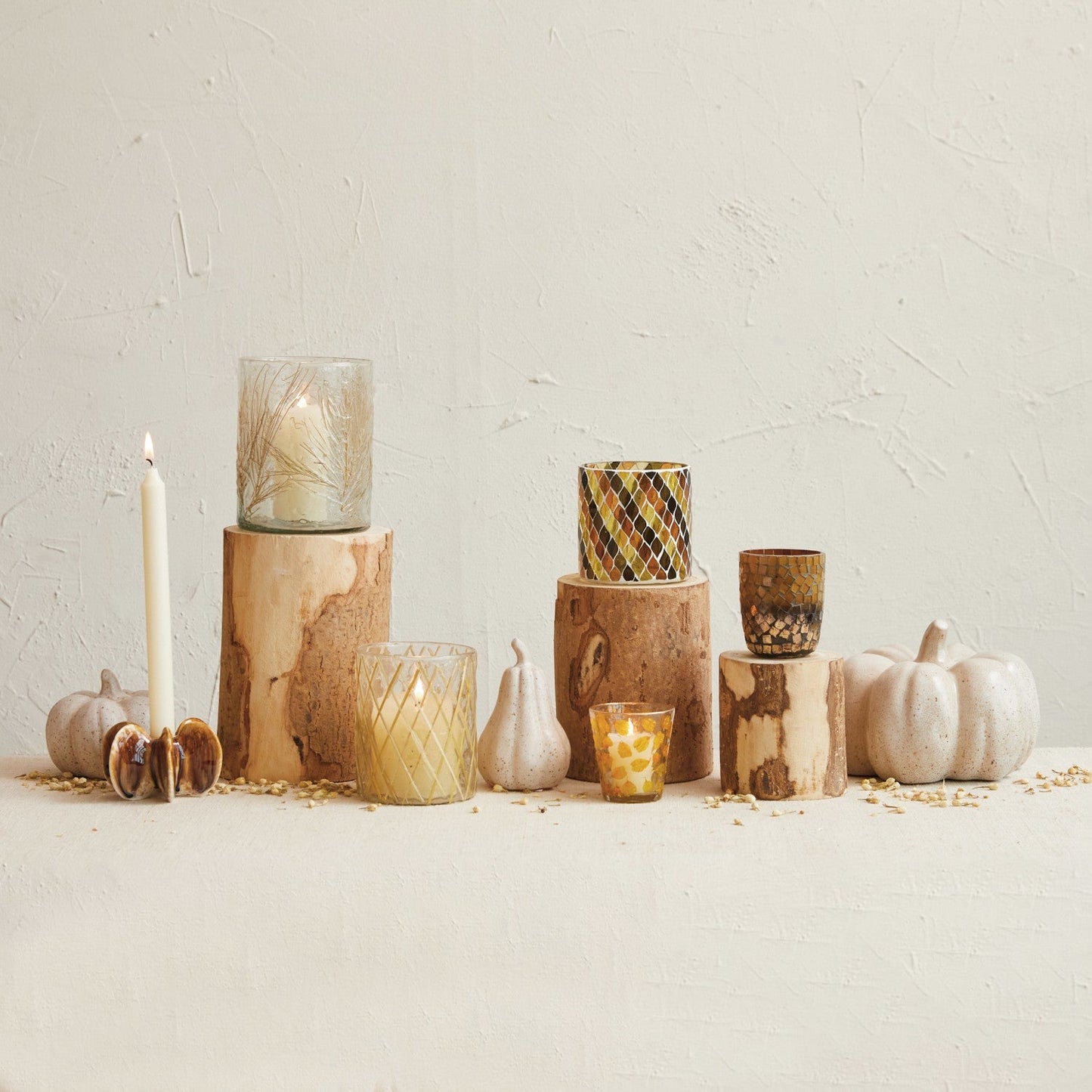 Stoneware Pleated Taper Holder