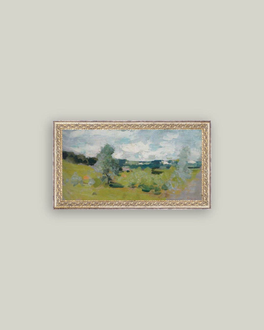 Abstract Landscape Framed Antique Art 12x7