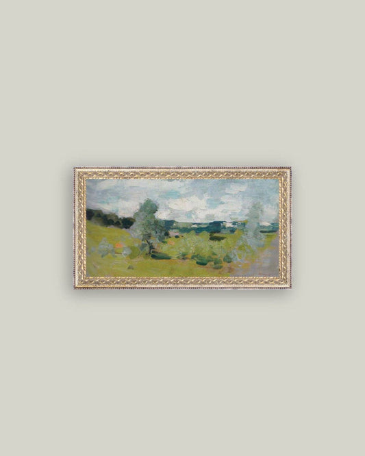 Abstract Landscape Framed Antique Art 12x7