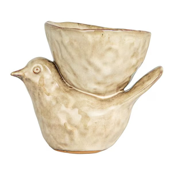 Stoneware Bird w/Bowl
