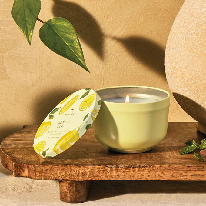 Thymes Lemon Leaf Poured Tin Candle