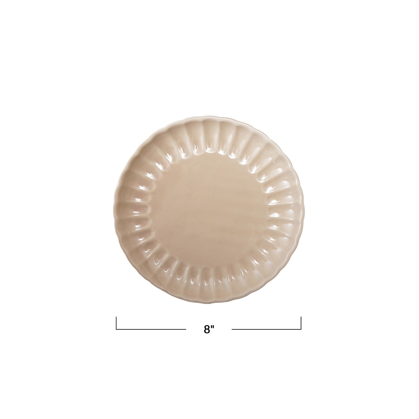 8” Cream Stoneware Fluted Plate