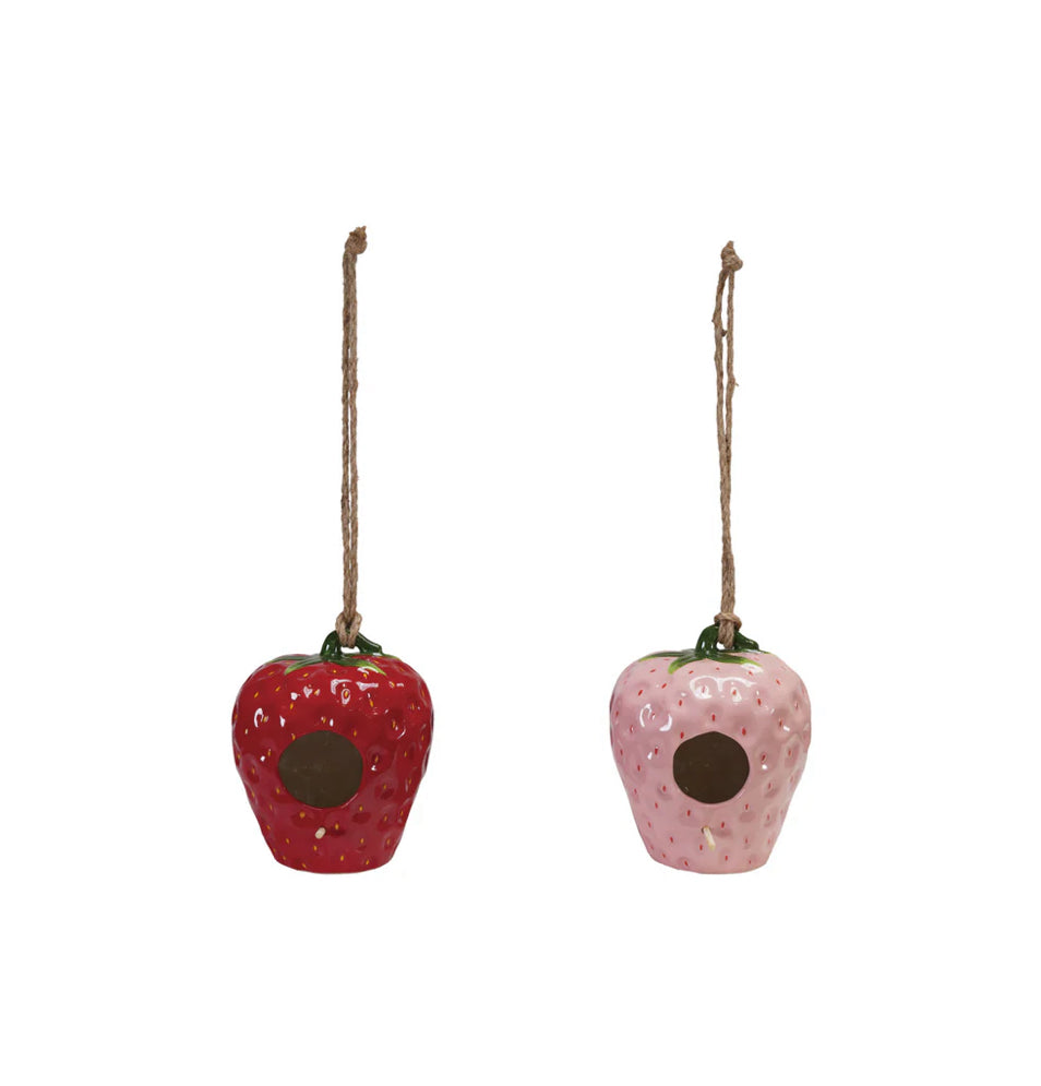 Hanging Hand-Painted Stoneware Bird Houses