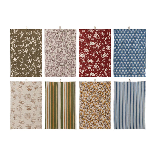 Cotton Printed Tea Towel w/Pattern