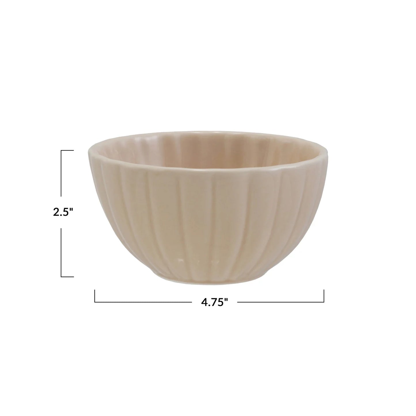 Cream Stoneware Ribbed Large Bowl
