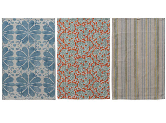 Cotton Linen Tea Towels w/Patterns