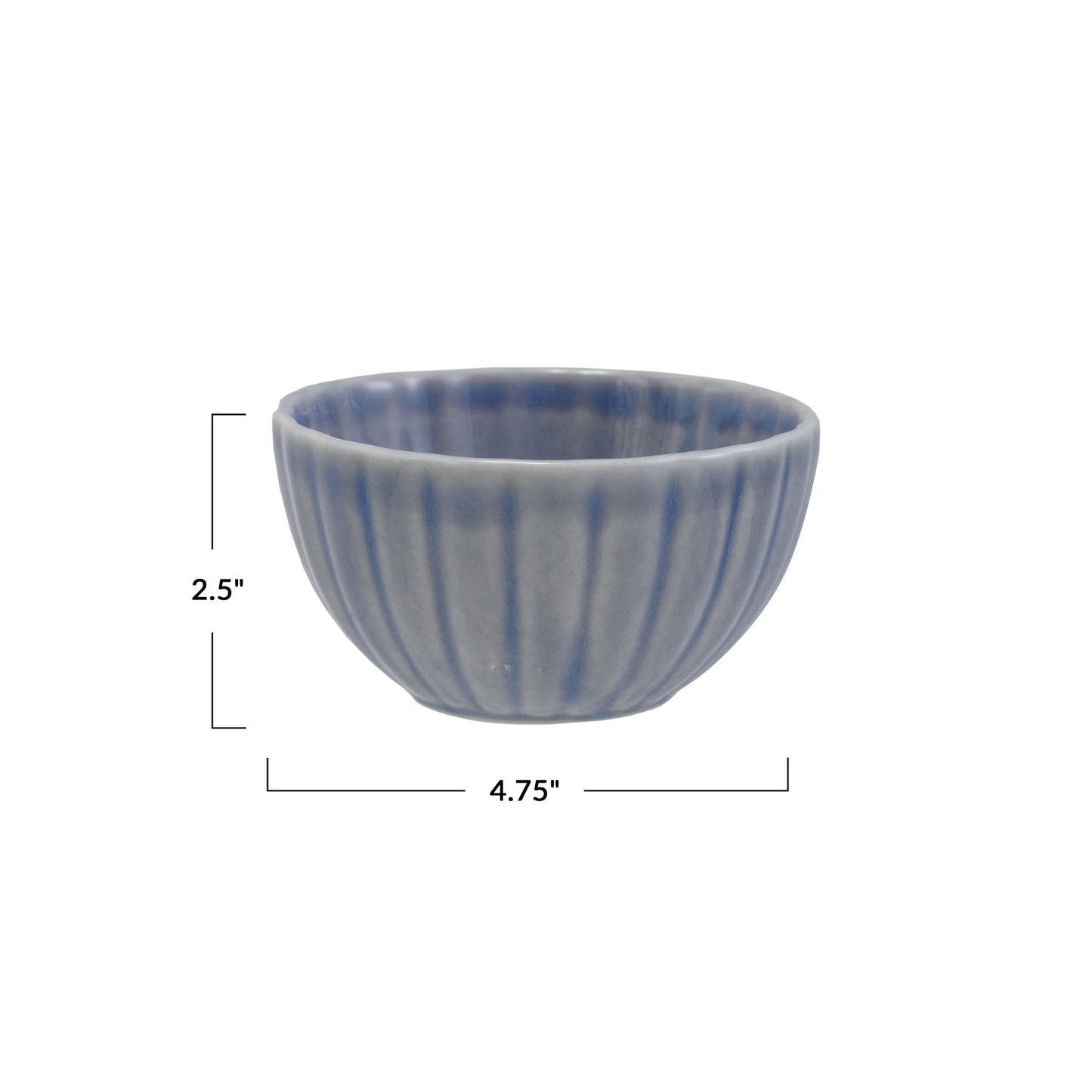 Light Blue Large Stoneware Ribbed Bowl