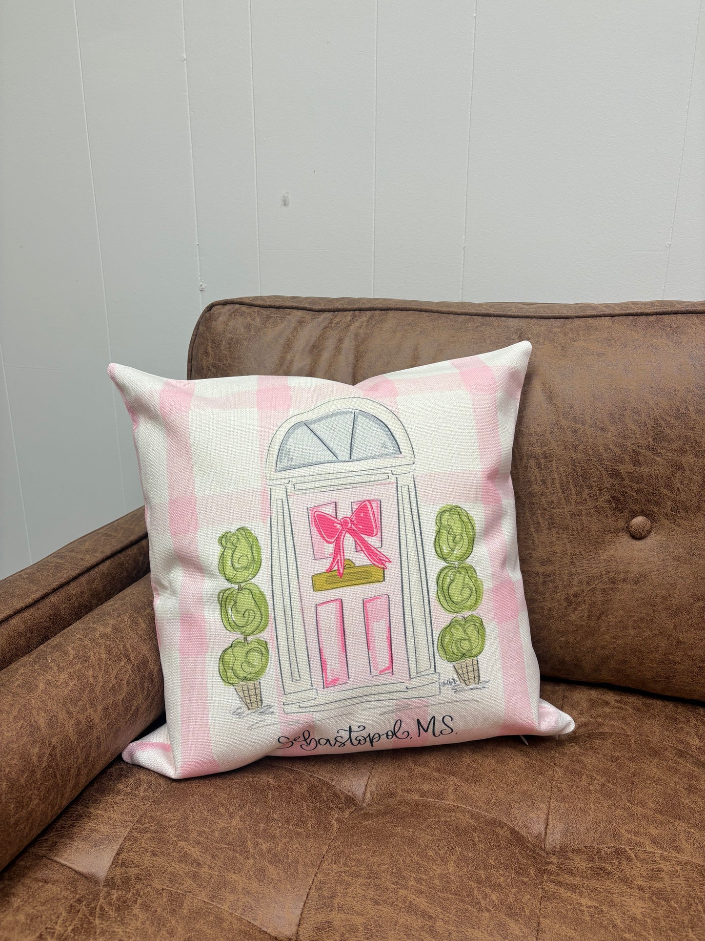 Pink Gingham Sebastopol Pillow