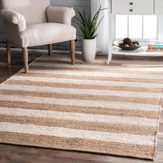 Flat weave Alisia Stripe Jute Area Rug - 4’x6’ - Preorder