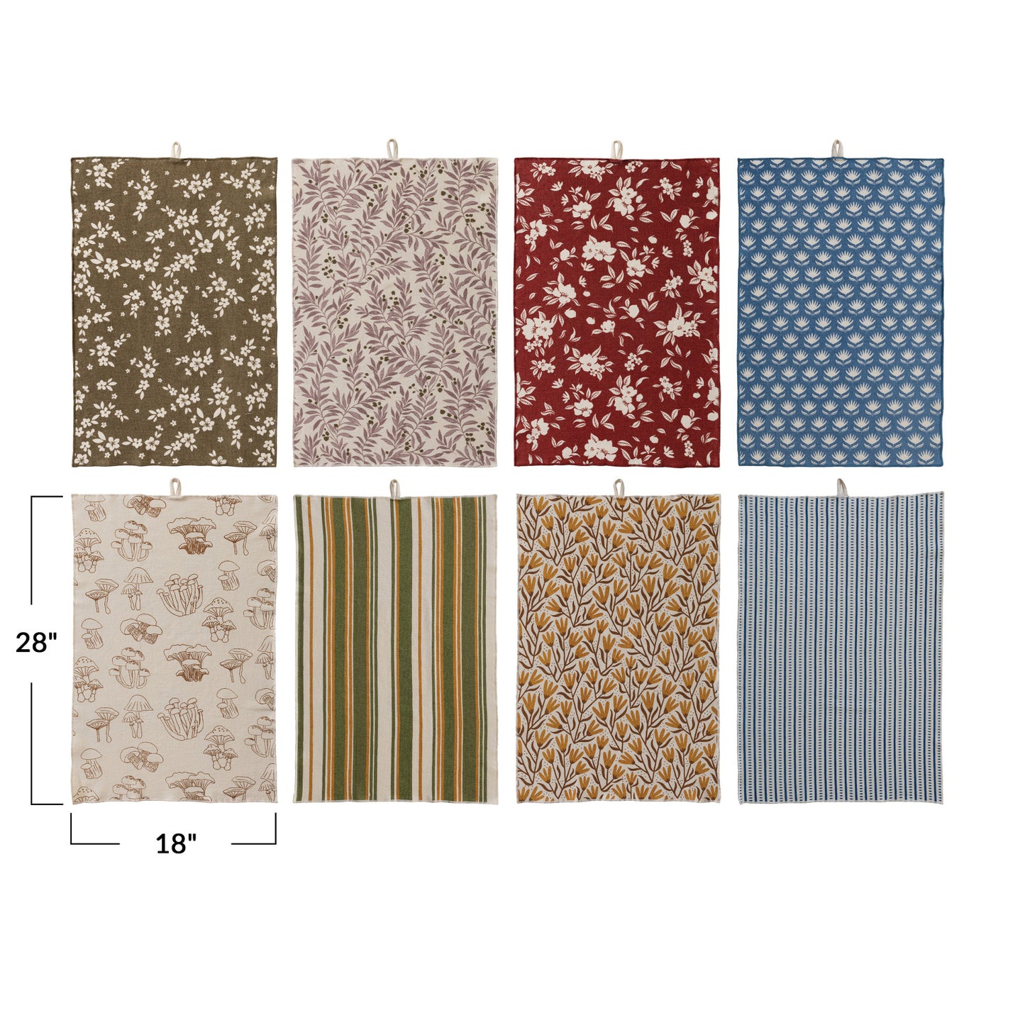 Cotton Printed Tea Towel w/Pattern