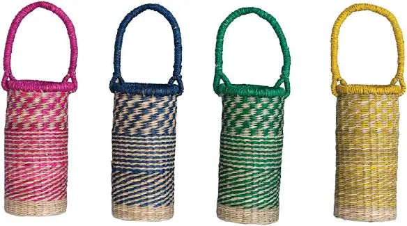 Hand-Woven Seagrass Bottle Basket