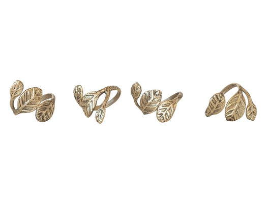 Brass Leaf Shaped Napkin Rings