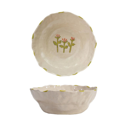 Floral Stoneware Serving Bowl