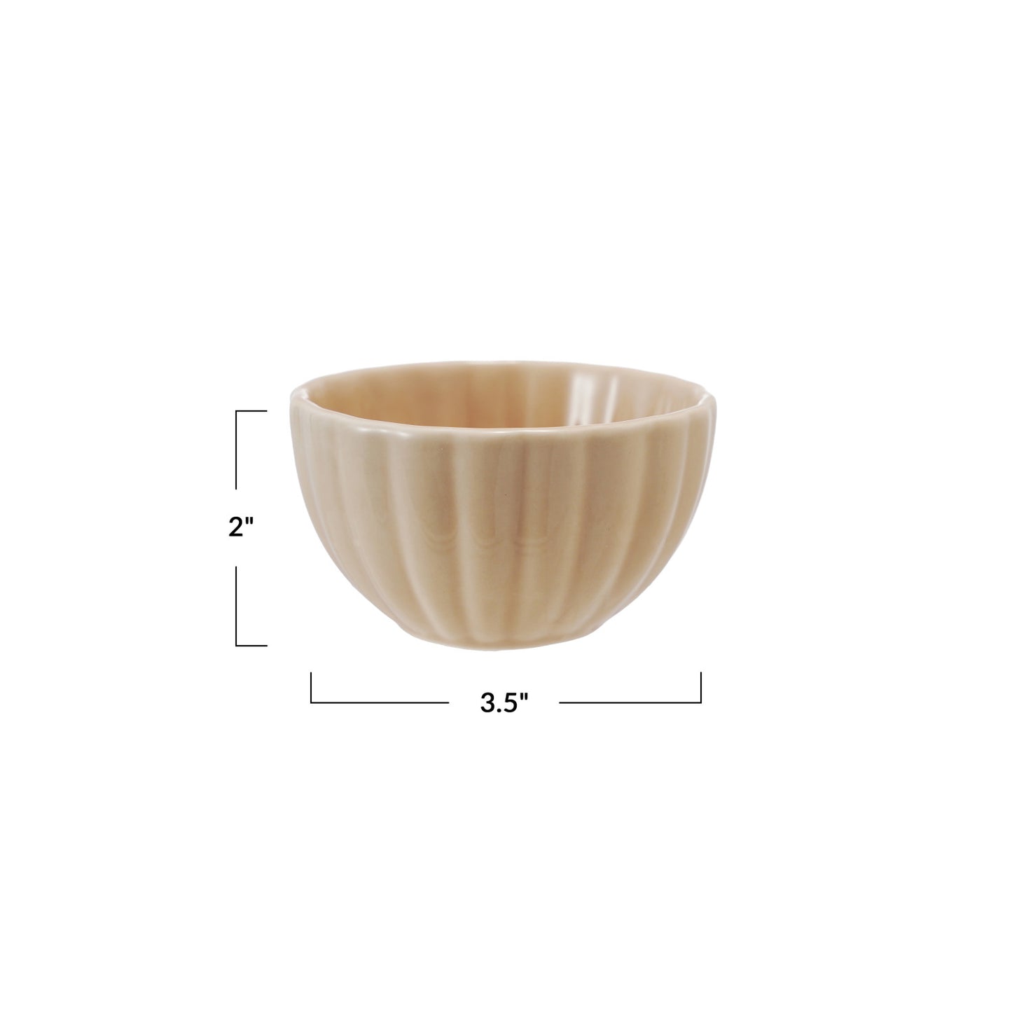 Cream Stoneware Ribbed Small Bowl