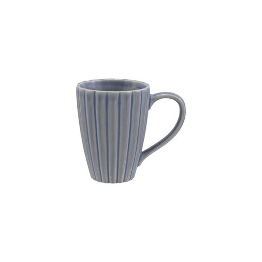 Light Blue Stoneware Ribbed Mug