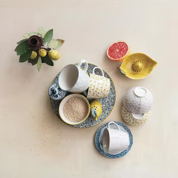 Hand-Stamped Stoneware Mug