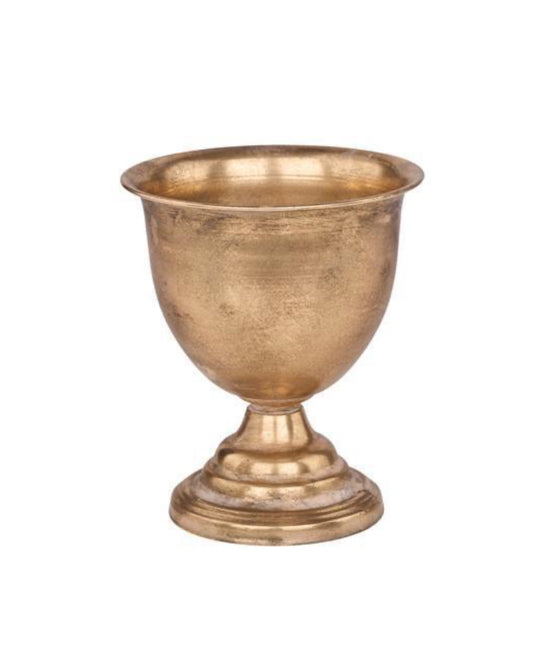 Short Antique Gold Tin Compote